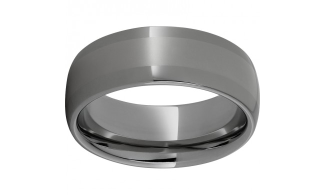 Rugged Tungsten  8mm Domed Polished Band with a 4mm Laser Satin Center