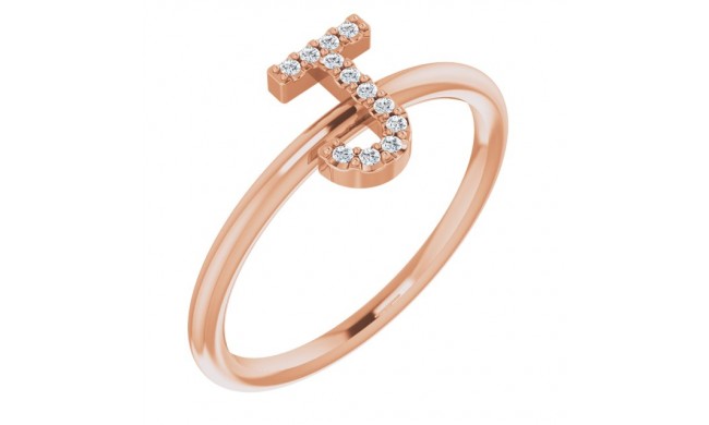 14K Rose .05 CTW Diamond Initial J Ring