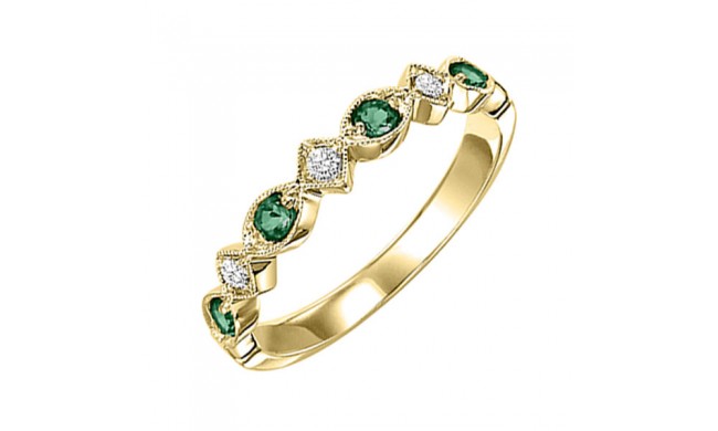 Gems One 10Kt Yellow Gold Diamond (1/20Ctw) & Emerald (1/6 Ctw) Ring