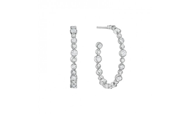 Henri Daussi 14k White Gold Diamond Hoop Earrings
