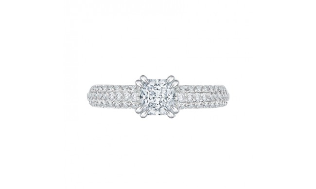 Shah Luxury 14K White Gold Princess Diamond Cathedral Style Engagement Ring (Semi-Mount)