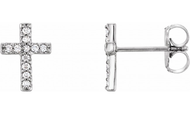14K White 1/10 CTW Diamond Cross Earrings