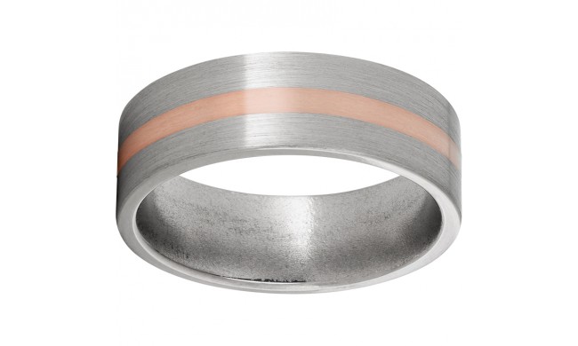 Titanium Flat Band with a 2mm 14K Rose Gold Inlay and Satin Finish