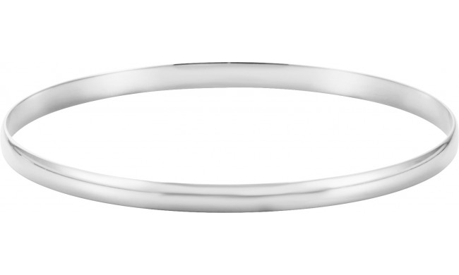 14K White 8 mm Half Round Bangle 7 3/4 Bracelet