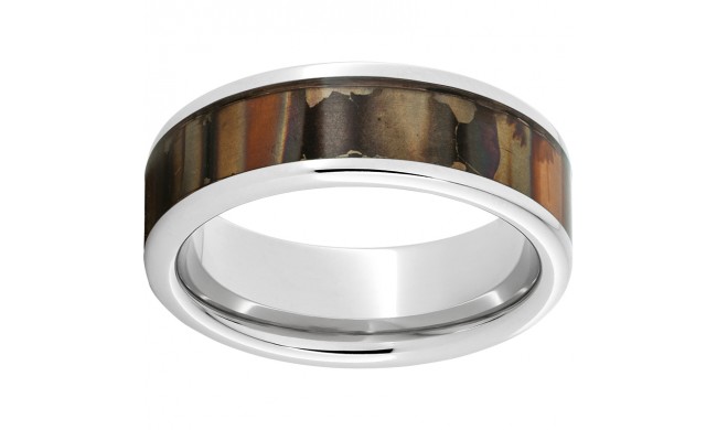 Serinium Pipe Cut Band with Orange Patina Copper Inlay