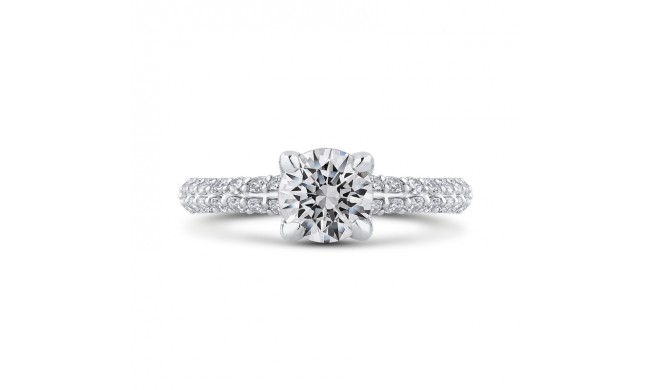 Shah Luxury 14K White Gold Round Diamond Engagement Ring (Semi-Mount)