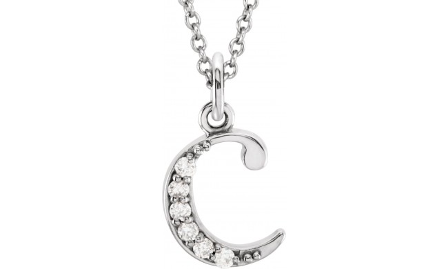 14K White .03 CTW Diamond Lowercase Initial c 16 Necklace