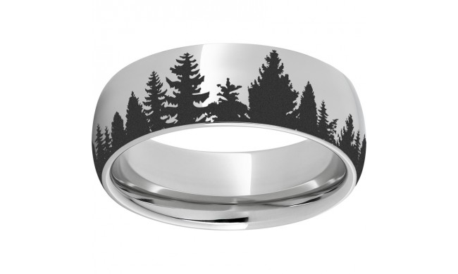 Serinium Domed Band with Pine Tree Laser Engraving