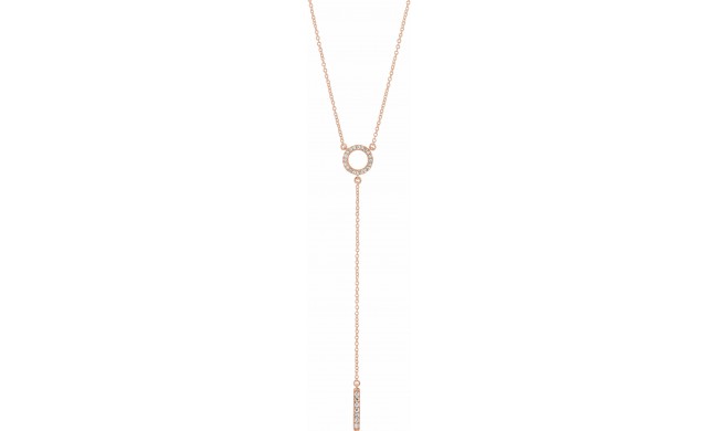 14K Rose 1/6 CTW Diamond Circle 16-18 Bar Y Necklace