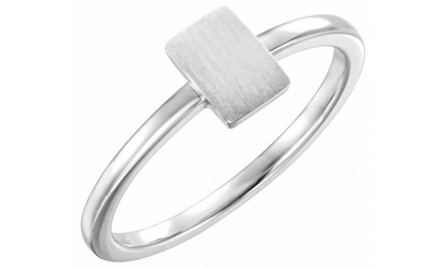 14K White 7x5 mm Rectangle Signet Ring