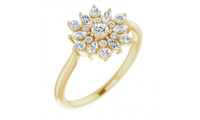 14K Yellow 1/2 CTW Diamond Vintage-Inspired Ring