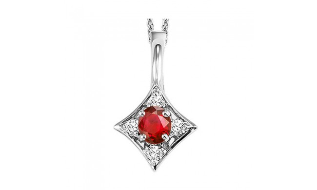 Gems One 14Kt White Gold Diamond (1/20Ctw) & Ruby (1/6 Ctw) Pendant