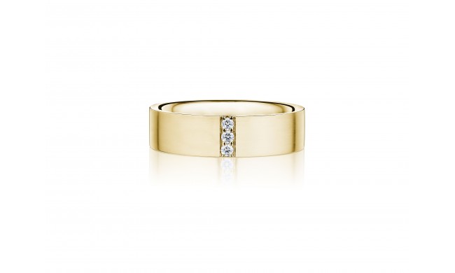 Henri Daussi 6mm Men's Wedding Band MB130 14k Gold Yellow 0.08 Ctw.