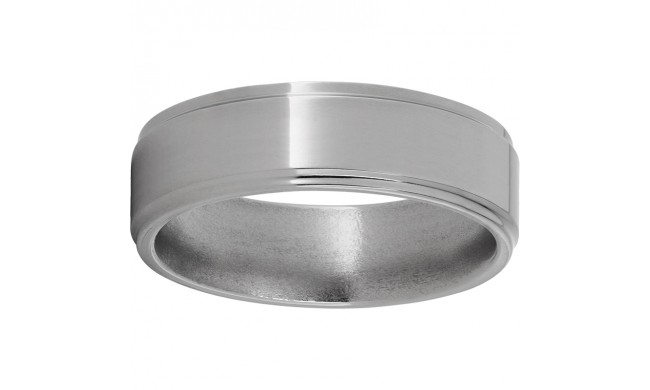 Titanium Flat Band with Grooved Edges and Polish Finish