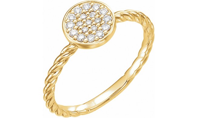 14K Yellow 1/6 CTW Diamond Cluster Rope Ring