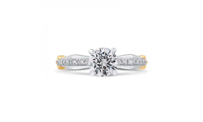 Shah Luxury 14K Two-Tone Gold Round Diamond Engagement Ring with Euro Shank (Semi-Mount)