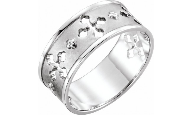 14K White Pierced Cross Ring