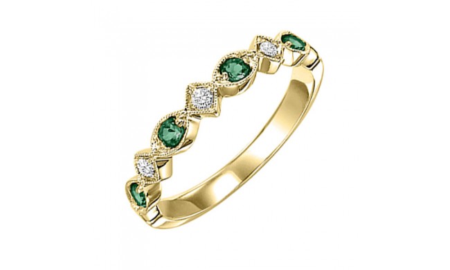 Gems One 14Kt Yellow Gold Diamond (1/20Ctw) & Emerald (1/6 Ctw) Ring