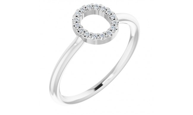 14K White .06 CTW Diamond Initial O Ring