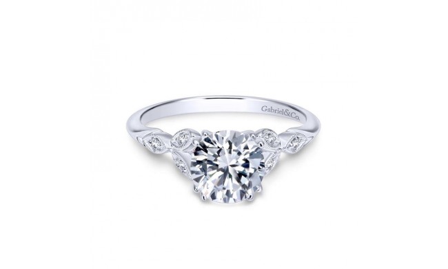 Gabriel & Co. 14k White Gold Victorian Straight Engagement Ring