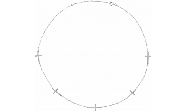 14K White 5-Station Cross Adjustable 16-18u201d Necklace