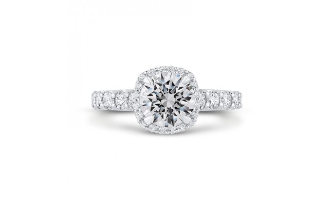 Shah Luxury 14K White Gold Round Diamond Halo Engagement Ring (Semi-Mount)