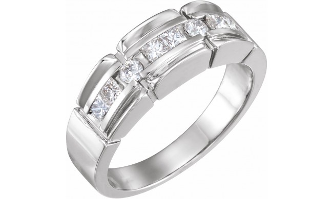 14K White 3/4 CTW Diamond Accented Men's Ring