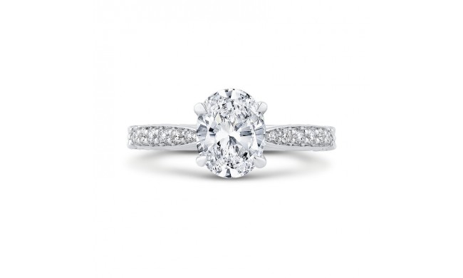 Shah Luxury 14K White Gold Oval Diamond Engagement Ring (Semi-Mount)