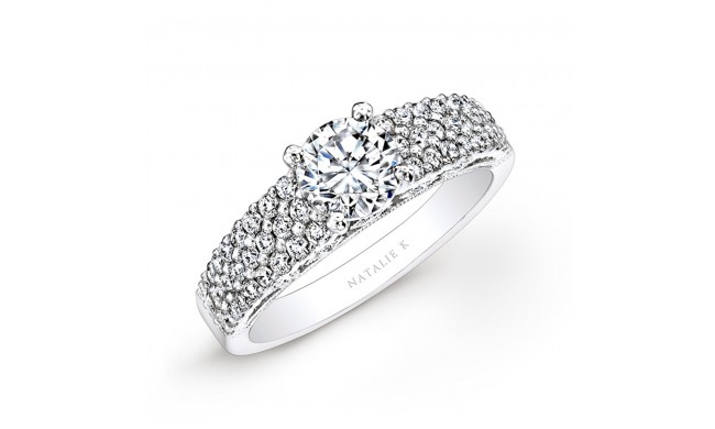 18k White Gold Pave Bezel Set White Diamond Engagement Ring