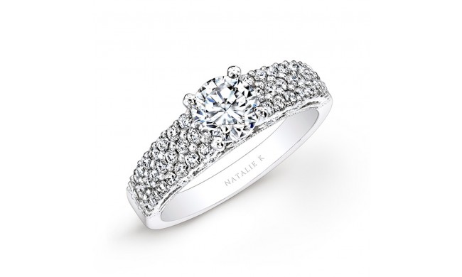 18k White Gold Pave Bezel Set White Diamond Engagement Ring