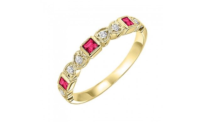 Gems One 10Kt Yellow Gold Diamond (1/10Ctw) & Ruby (1/5 Ctw) Ring