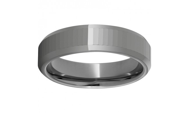 Rugged Tungsten  6mm Faceted Top Beveled Edge Polished Band