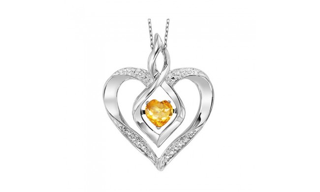 Gems One Silver Diamond (1/50 Ctw) & Created-Citrine (1/4 Ctw) Pendant