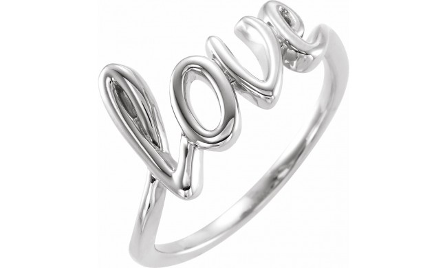 14K White Love Ring