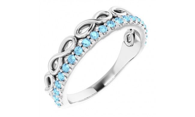 14K White Aquamarine Infinity-Inspired Stackable Ring