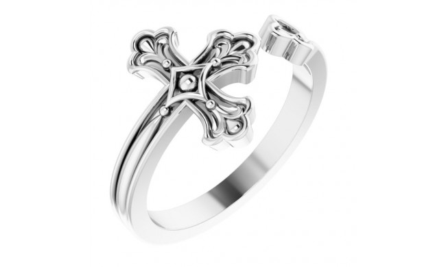 14K White Negative-Space Cross Ring