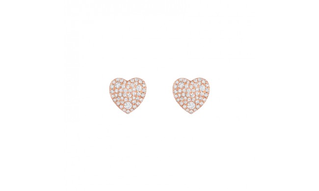 Henri Daussi 18k Rose Gold Diamond Stud Earrings