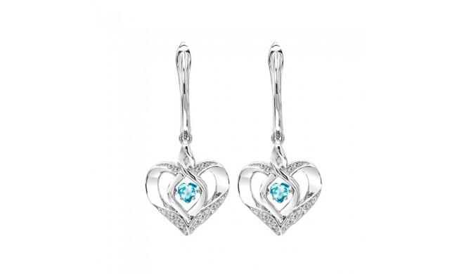 Gems One Silver Diamond (1/50 Ctw) & Createdblue Topaz Earring