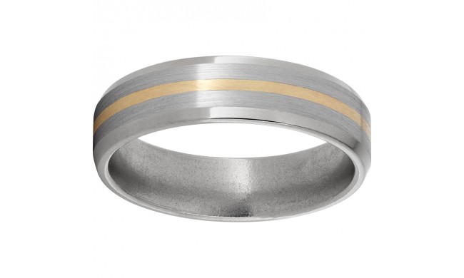 Titanium Beveled Edge Band with a 1mm 14K Yellow Gold Inlay and Satin Finish