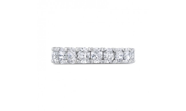 Shah Luxury 14K White Gold Oval Diamond Half-Eternity Wedding Band