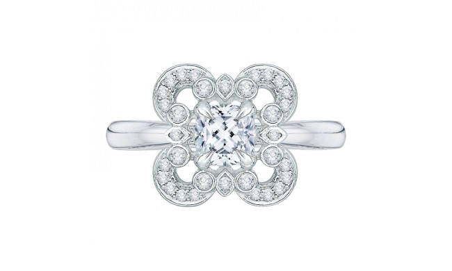 Shah Luxury 14K White Gold Cushion Diamond Engagement Ring (Semi-Mount)