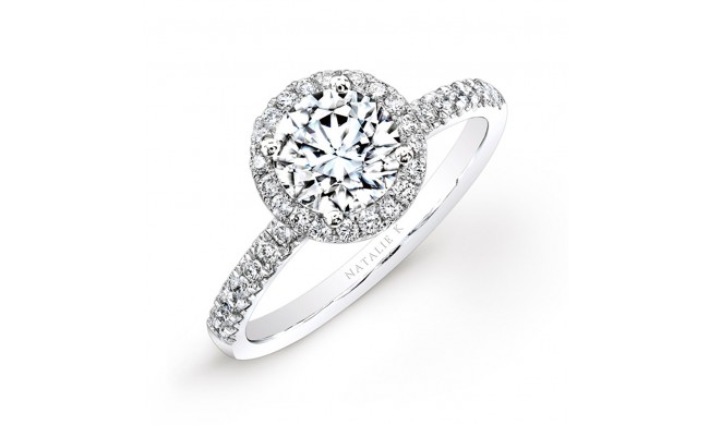 18k White Gold Pave Diamond Halo Engagement Ring