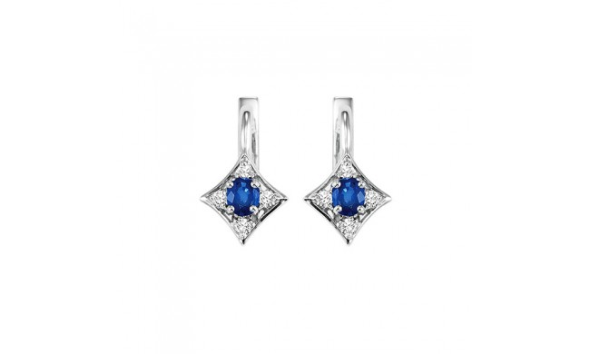Gems One 14Kt White Gold Diamond (1/12Ctw) & Sapphire (1/3 Ctw) Earring