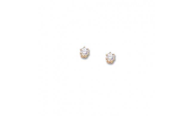 Caria 14K Yellow Gold Cubic Zirconia Birthstone Screw Back Stud Earrings