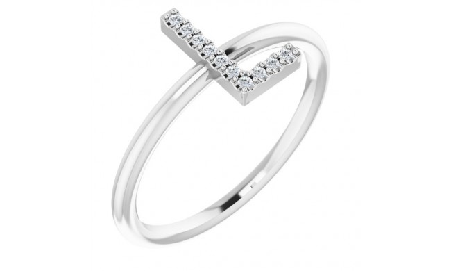 14K White .05 CTW Diamond Initial L Ring