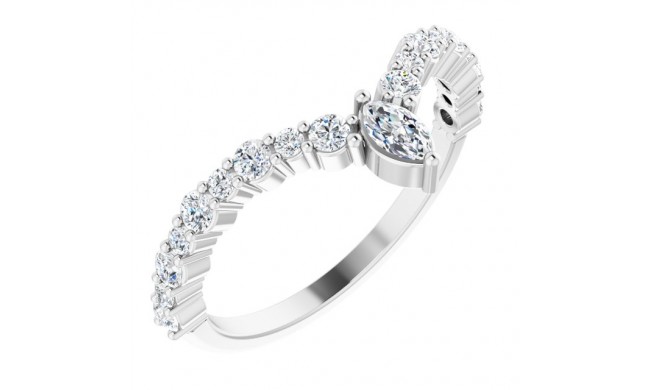 14K White 1/2 CTW Diamond V Ring