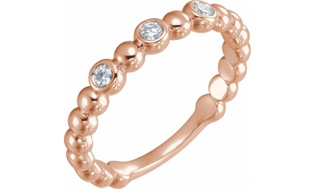 14K Rose 1/8 CTW Diamond Beaded Ring