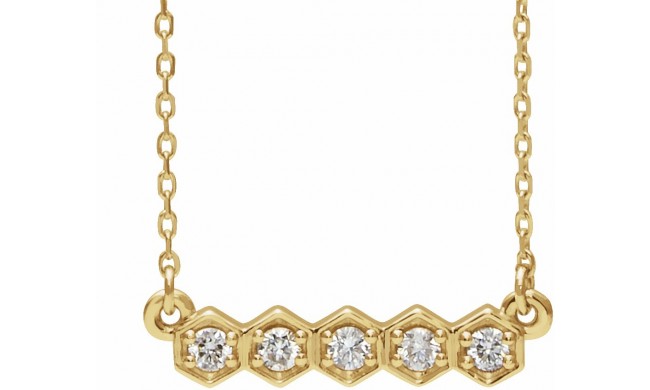 14K Yellow 1/5 CTW Diamond Bar 16-18 Necklace