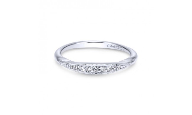 Gabriel & Co. 14k White Gold Contemporary Curved Wedding Band