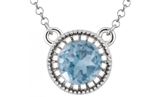 14K White Swiss Blue Topaz December 18 Birthstone Necklace